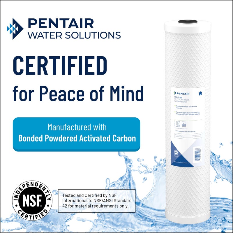 Pentek Pentair Pentek CBC-20BB Big Blue Carbon Water Filter, 20-Inch, Whole House Carbon Block Replacement Cartridge with Bonded Powdered Activated Carbon (PAC) Filter, 20" x 4.5", 0.5 Micron - Image 2
